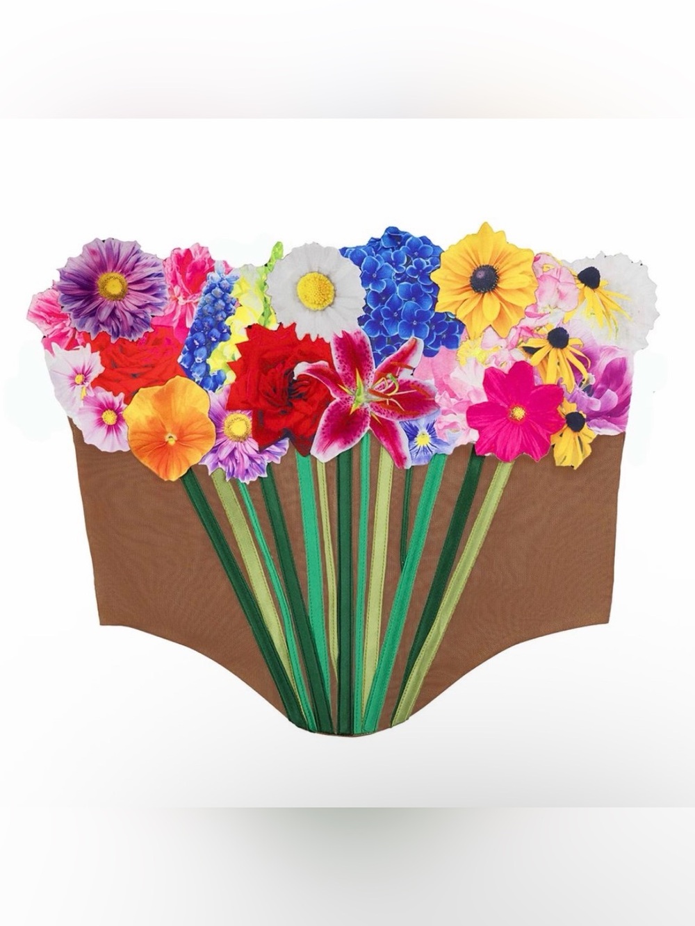 Floral Bouquet Graphic corset with Multicolor Flowers
